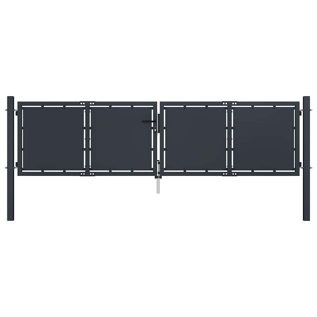 144523 vidaXL Garden Gate Steel 300x75 cm Anthracite