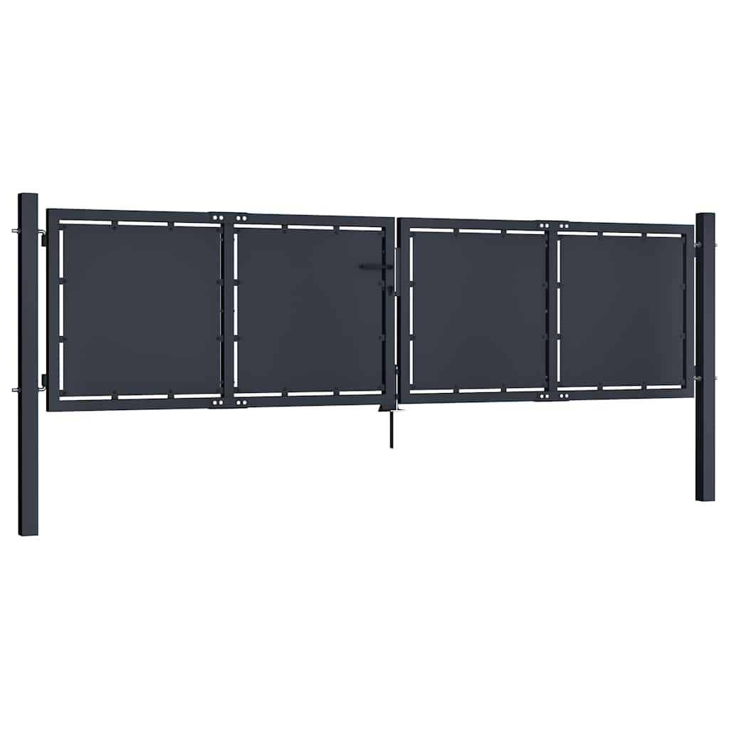 144523 vidaXL Garden Gate Steel 300x75 cm Anthracite