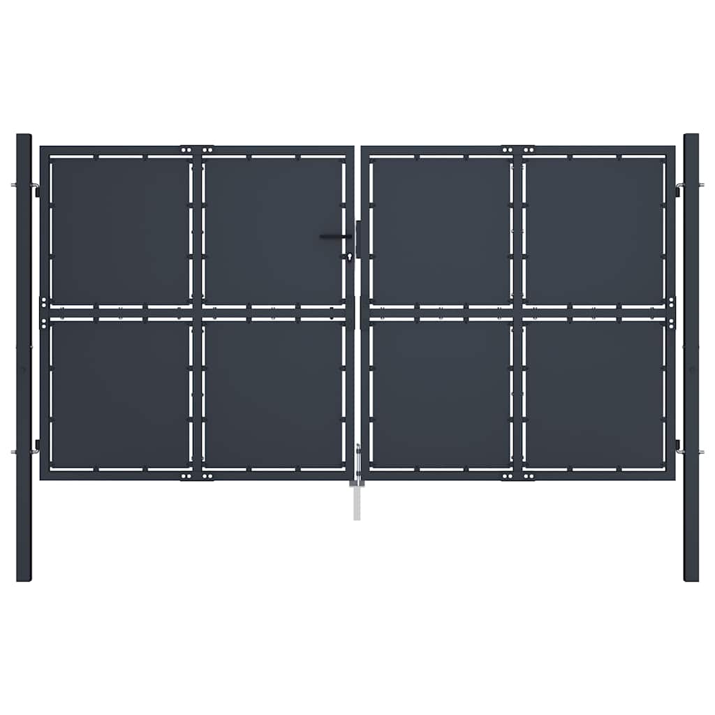 144527 vidaXL Garden Gate Steel 300x175 cm Anthracite