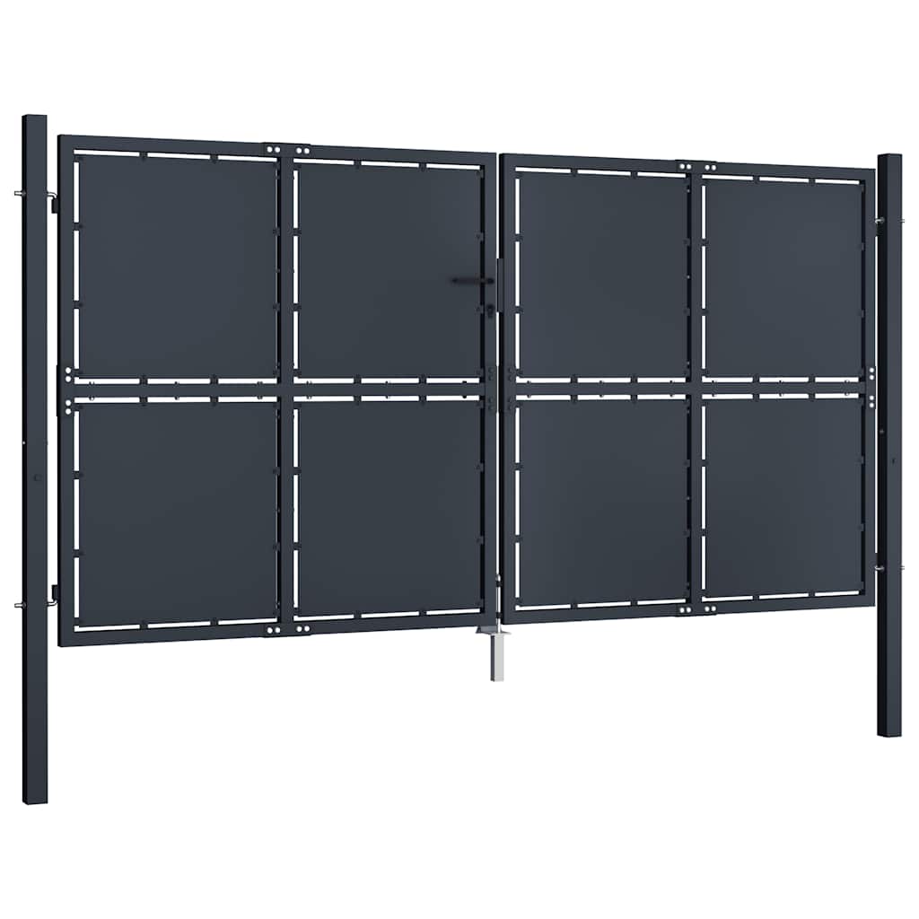 144527 vidaXL Garden Gate Steel 300x175 cm Anthracite