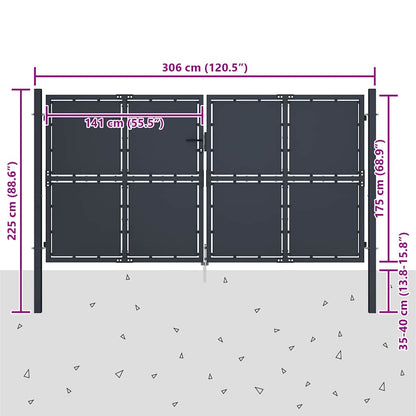144527 vidaXL Garden Gate Steel 300x175 cm Anthracite