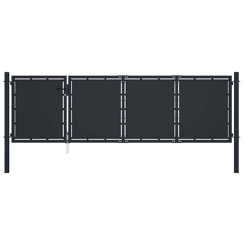 144536 vidaXL Garden Gate Steel 350x100 cm Anthracite