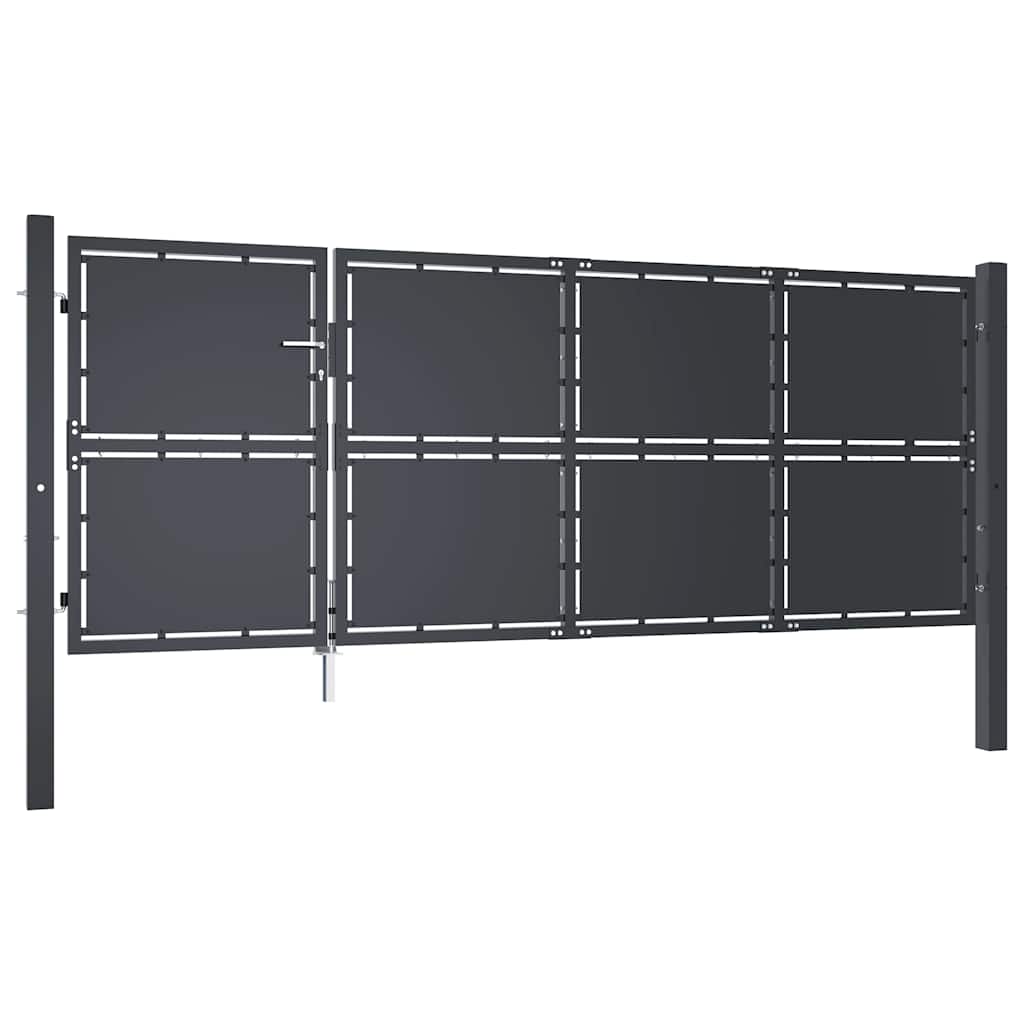 144537 vidaXL Garden Gate Steel 350x125 cm Anthracite
