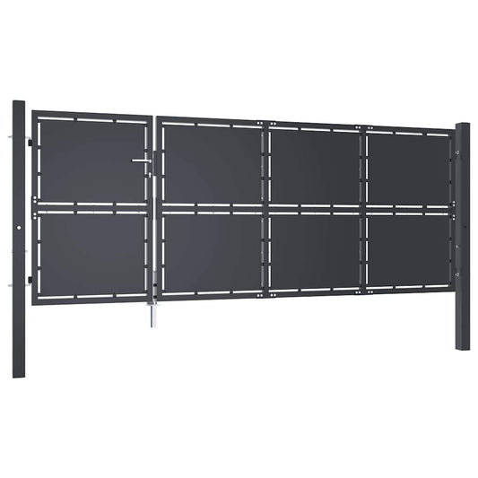 144537 vidaXL Garden Gate Steel 350x125 cm Anthracite