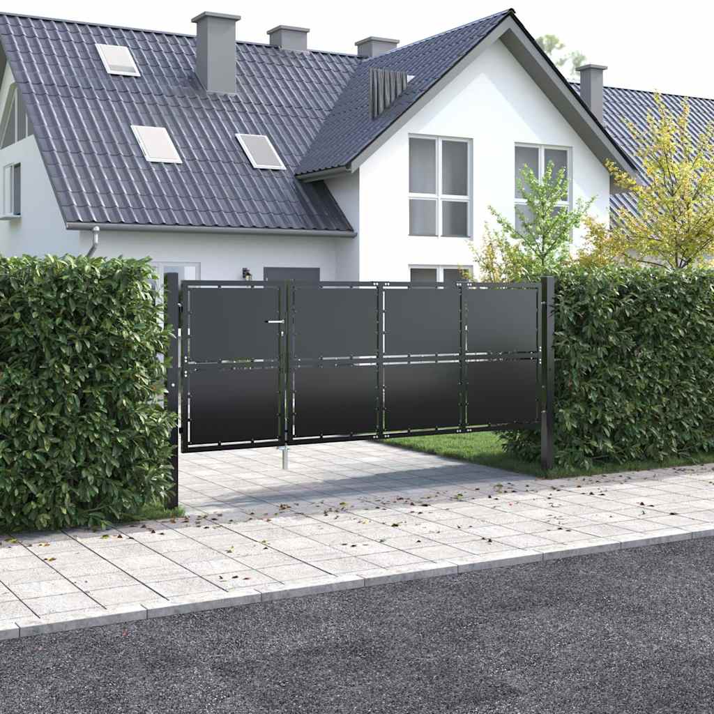 144537 vidaXL Garden Gate Steel 350x125 cm Anthracite