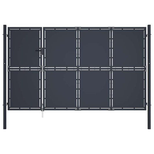 144538 vidaXL Garden Gate Steel 350x150 cm Anthracite