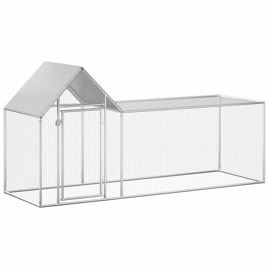 Chicken Coop | Silver | Galvanised Steel | 3m x 1m x 1.5m | Durable