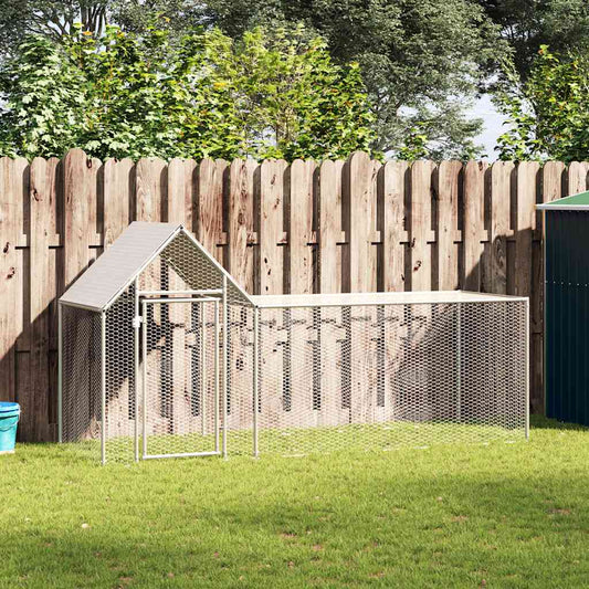 Chicken Coop | Silver | Galvanised Steel | 3m x 1m x 1.5m | Durable