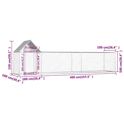 144555 vidaXL Chicken Coop 5x1x1,5 m Galvanised Steel