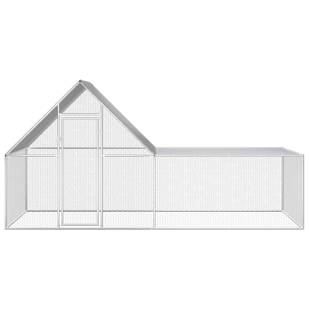 144556 vidaXL Chicken Coop 4x2x2 m Galvanised Steel