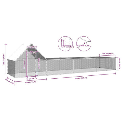 Chicken Coop 8x2x2 m Galvanised Steel