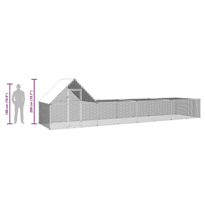Chicken Coop 8x2x2 m Galvanised Steel