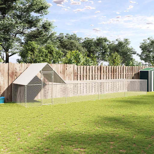 Chicken Coop | Silver | Galvanised steel | 8x2x2 metres | Durable