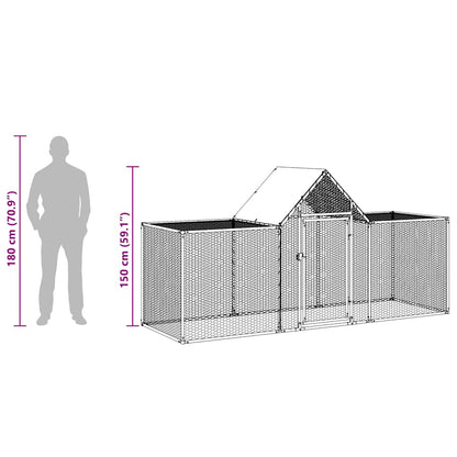 Chicken Coop 3x1x1.5 m Galvanised Steel