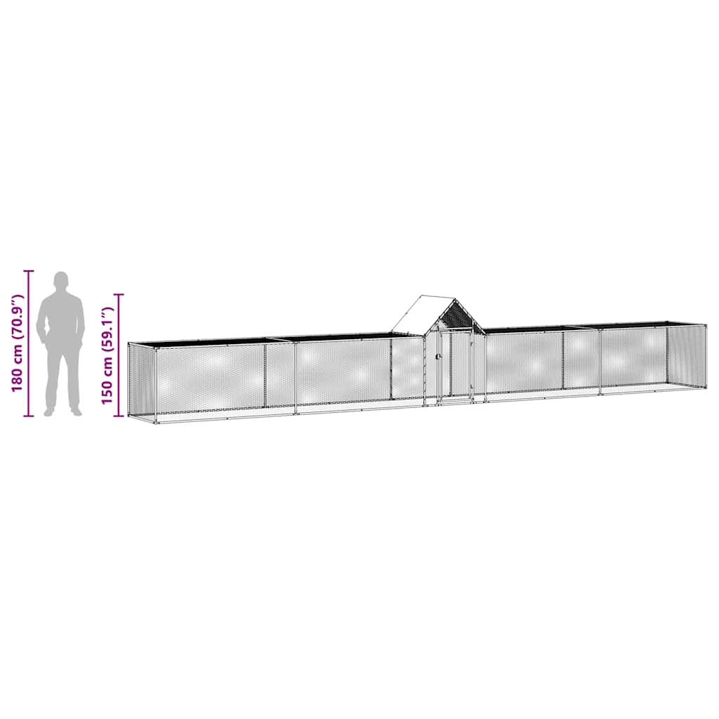 Chicken Coop 9x1x1.5 m Galvanised Steel