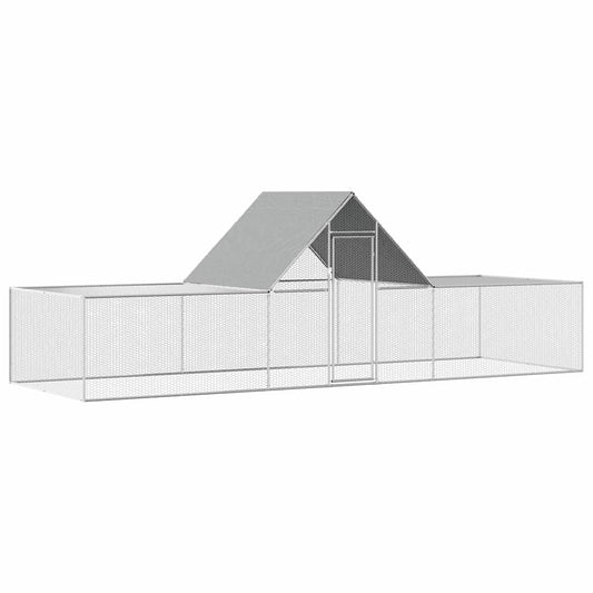 Chicken Coop | Silver | Galvanised steel | 6x2x2 m | Weatherproof
