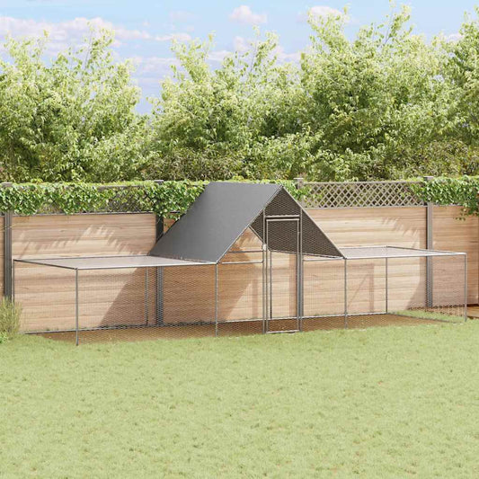 Chicken Coop | Silver | Galvanised steel | 6x2x2 m | Weatherproof