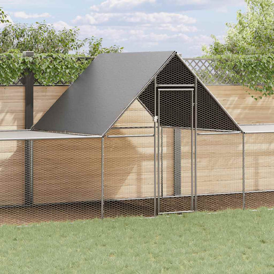 Chicken Coop | Silver | Galvanised Steel | 10x2x2 m | Sturdy