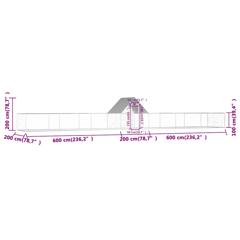 144564 vidaXL Chicken Coop 14x2x2 m Galvanised Steel