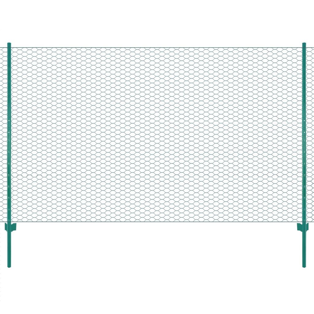 Wire Mesh Fence with Posts Steel 25x1.5 m Green