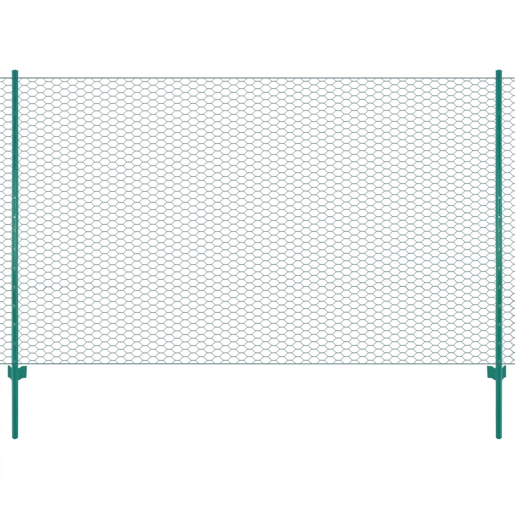Wire Mesh Fence with Posts Steel 25x2 m Green
