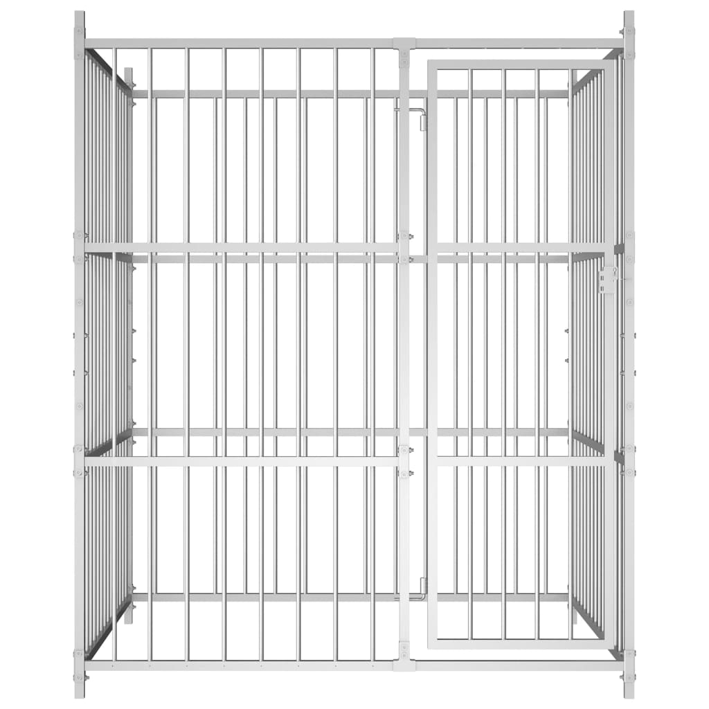 Dog Kennel | Silver | Galvanized Steel | 150x150x185 cm | Durable
