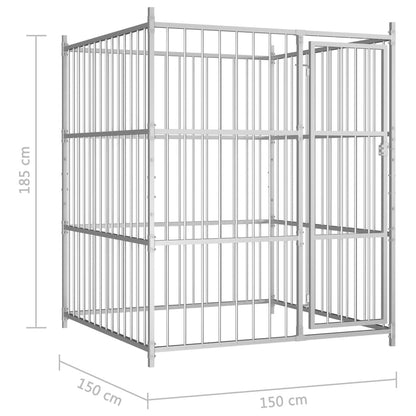 Dog Kennel | Silver | Galvanized Steel | 150x150x185 cm | Durable