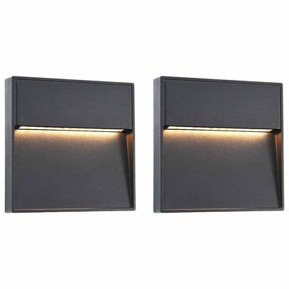 Outdoor LED Wall Lights 2 pcs 3 W Black Square