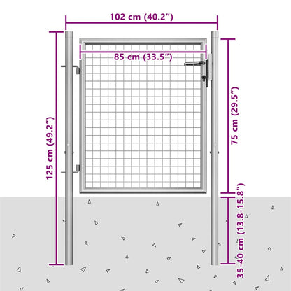 Garden Gate Galvanised Steel 100x75 cm Silver