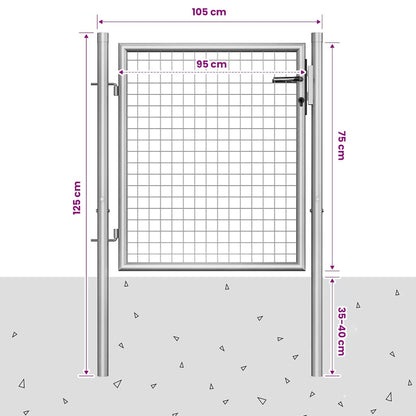 Garden Gate Galvanised Steel 105x75 cm Silver
