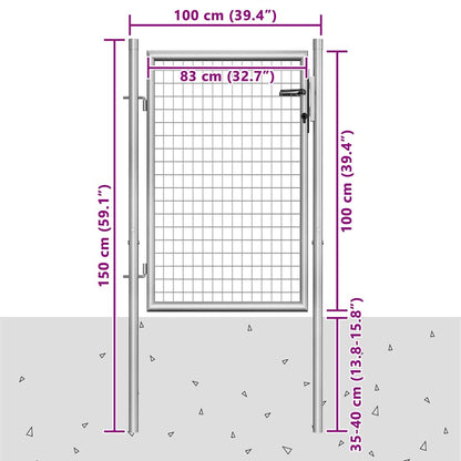 Garden Gate Galvanised Steel 100x100 cm Silver