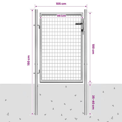 Garden Gate Galvanised Steel 105x100 cm Silver