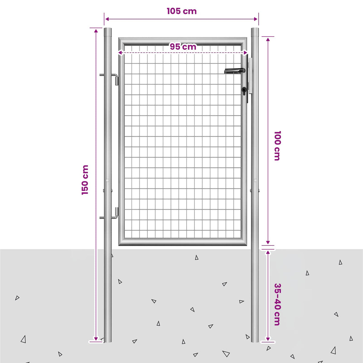 Garden Gate Galvanised Steel 105x100 cm Silver