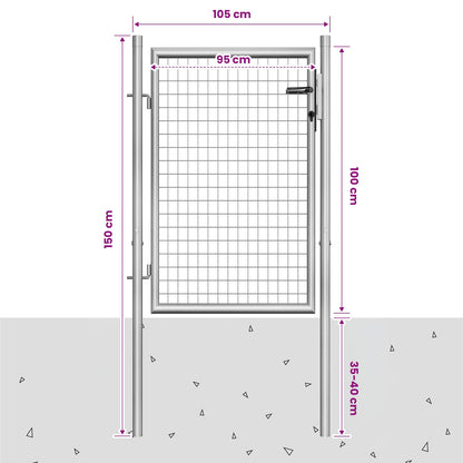 Garden Gate Galvanised Steel 105x100 cm Silver