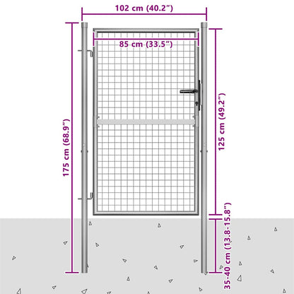 Garden Gate Galvanised Steel 100x125 cm Silver
