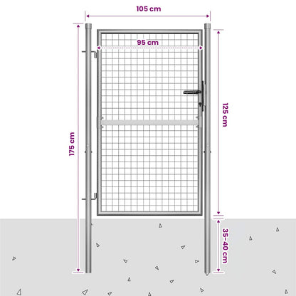 Garden Gate Galvanised Steel 105x125 cm Silver