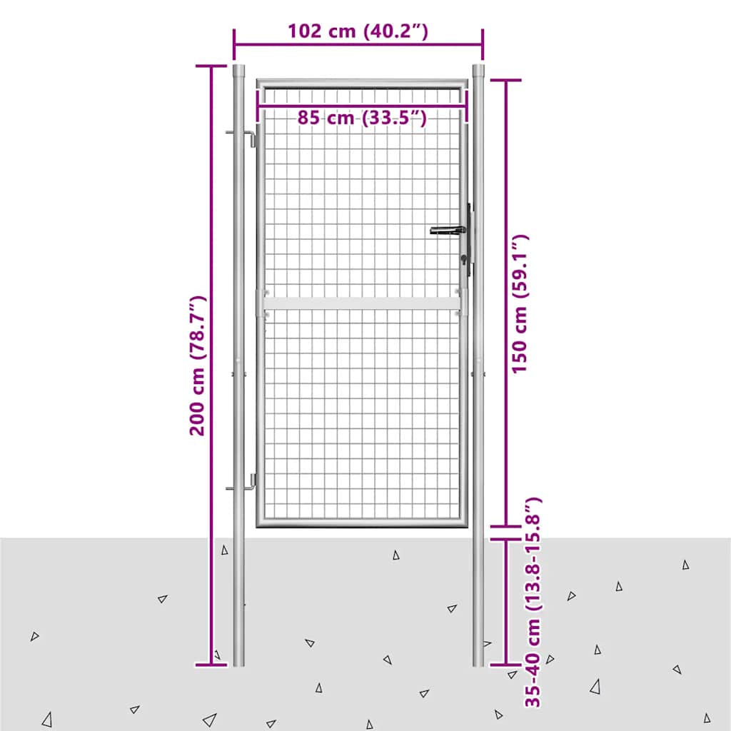 Garden Gate Galvanised Steel 100x150 cm Silver