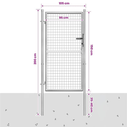 Garden Gate Galvanised Steel 105x150 cm Silver