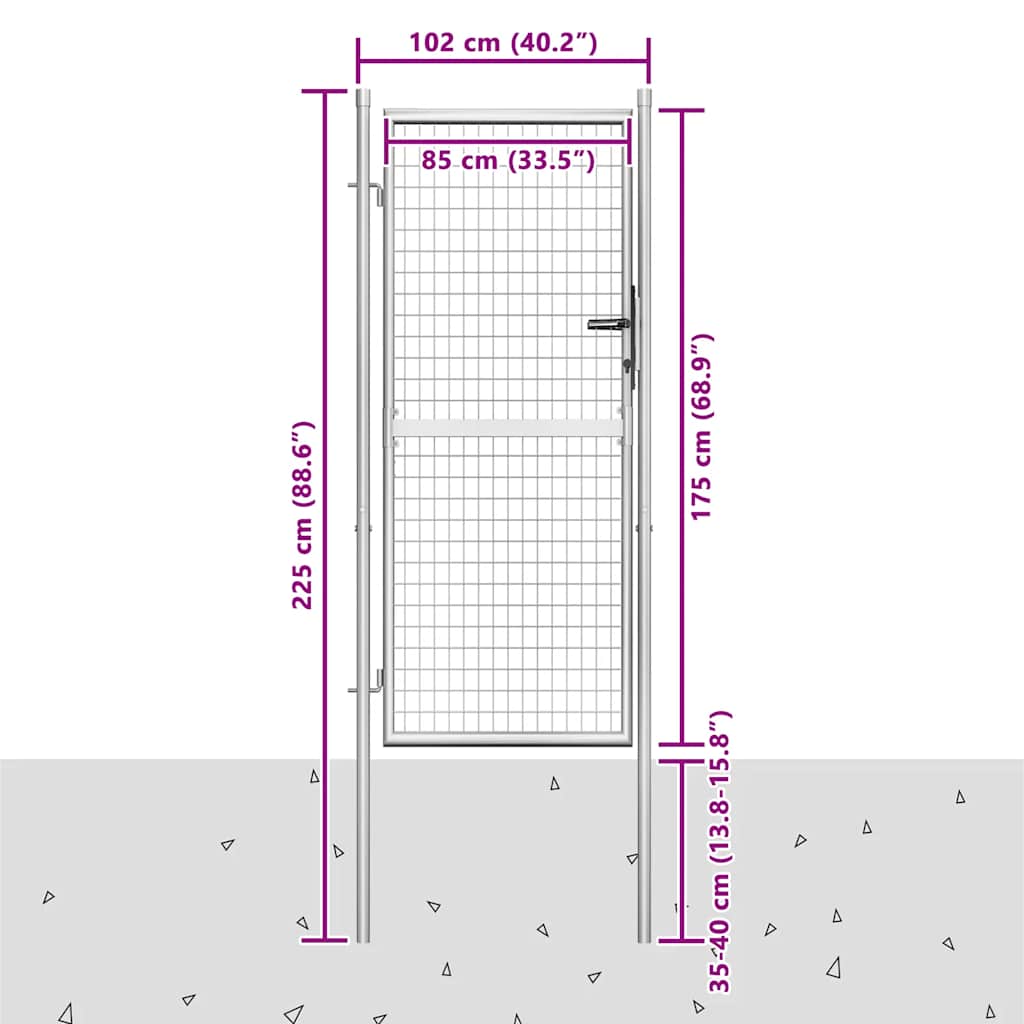 Garden Gate Galvanised Steel 100x175 cm Silver