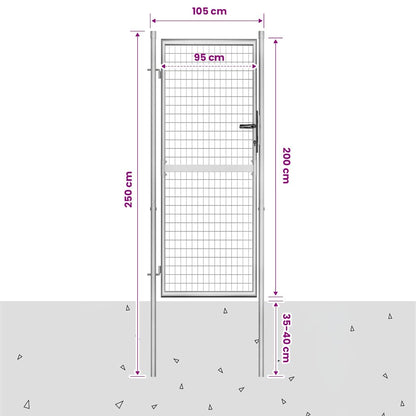 Garden Gate Galvanised Steel 105x200 cm Silver