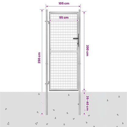 Garden Gate Galvanised Steel 105x200 cm Silver
