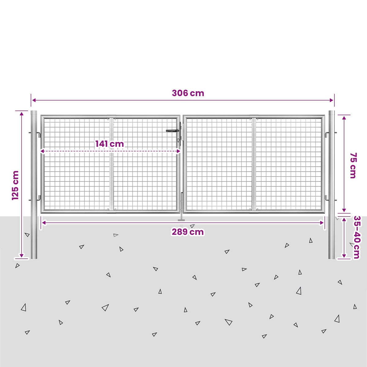 Garden Gate Galvanised Steel 306x75 cm Silver