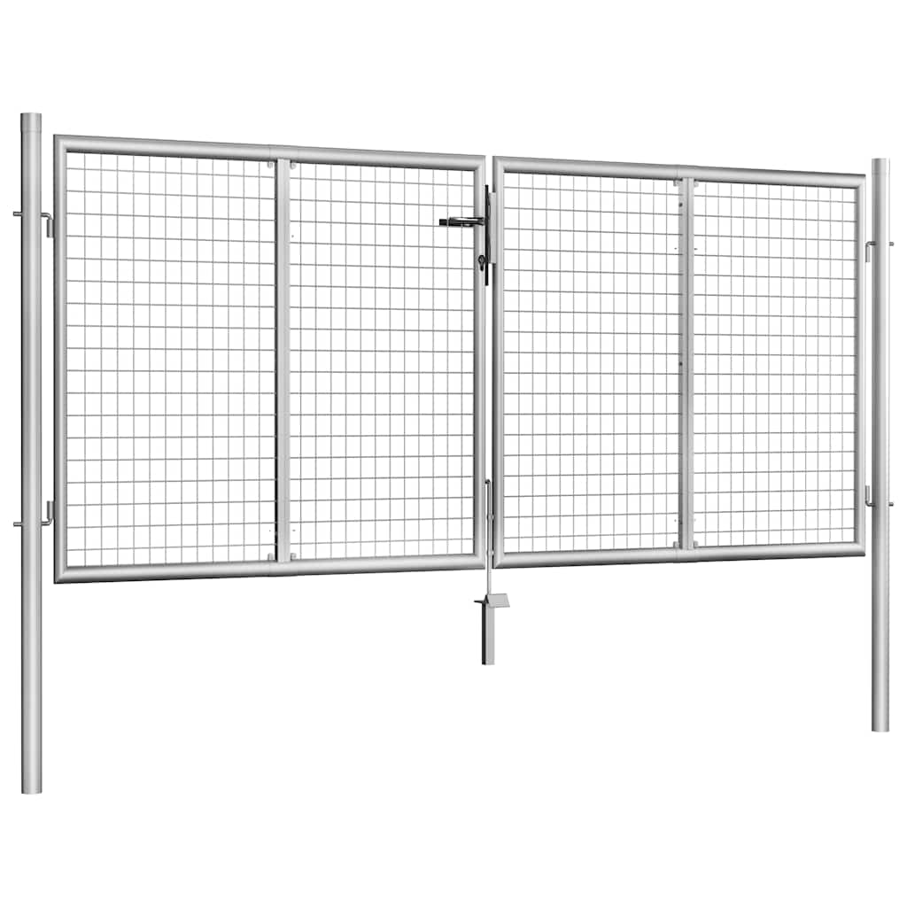 Garden Gate Galvanised Steel 306x100 cm Silver
