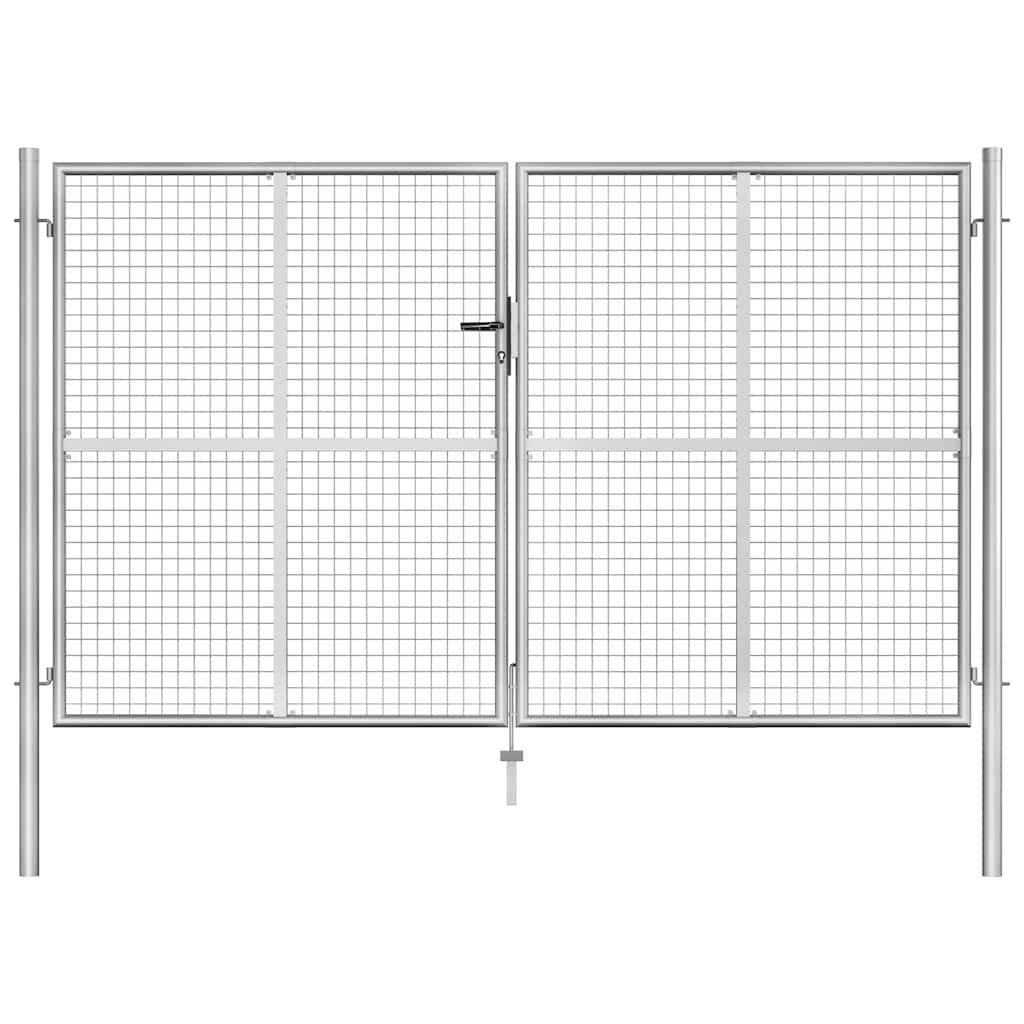 Garden Gate Galvanised Steel 306x150 cm Silver