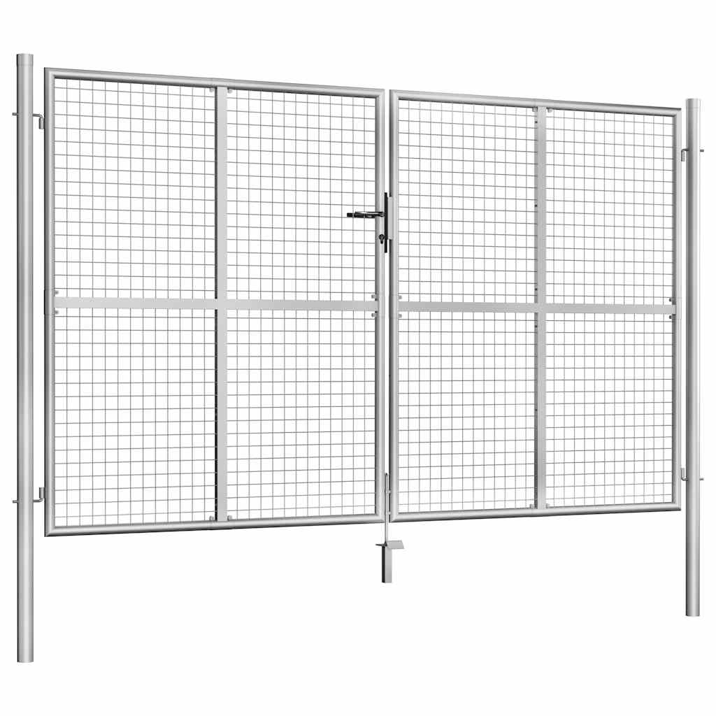 Garden Gate Galvanised Steel 306x150 cm Silver