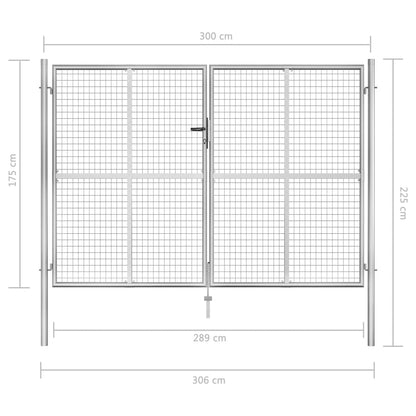 Garden Gate Galvanised Steel 300x175 cm Silver