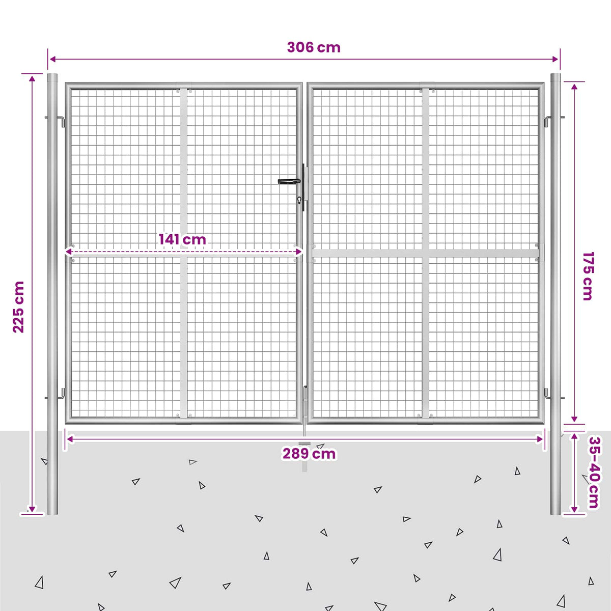 Garden Gate Galvanised Steel 306x175 cm Silver