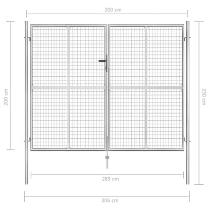Garden Gate Galvanised Steel 300x200 cm Silver