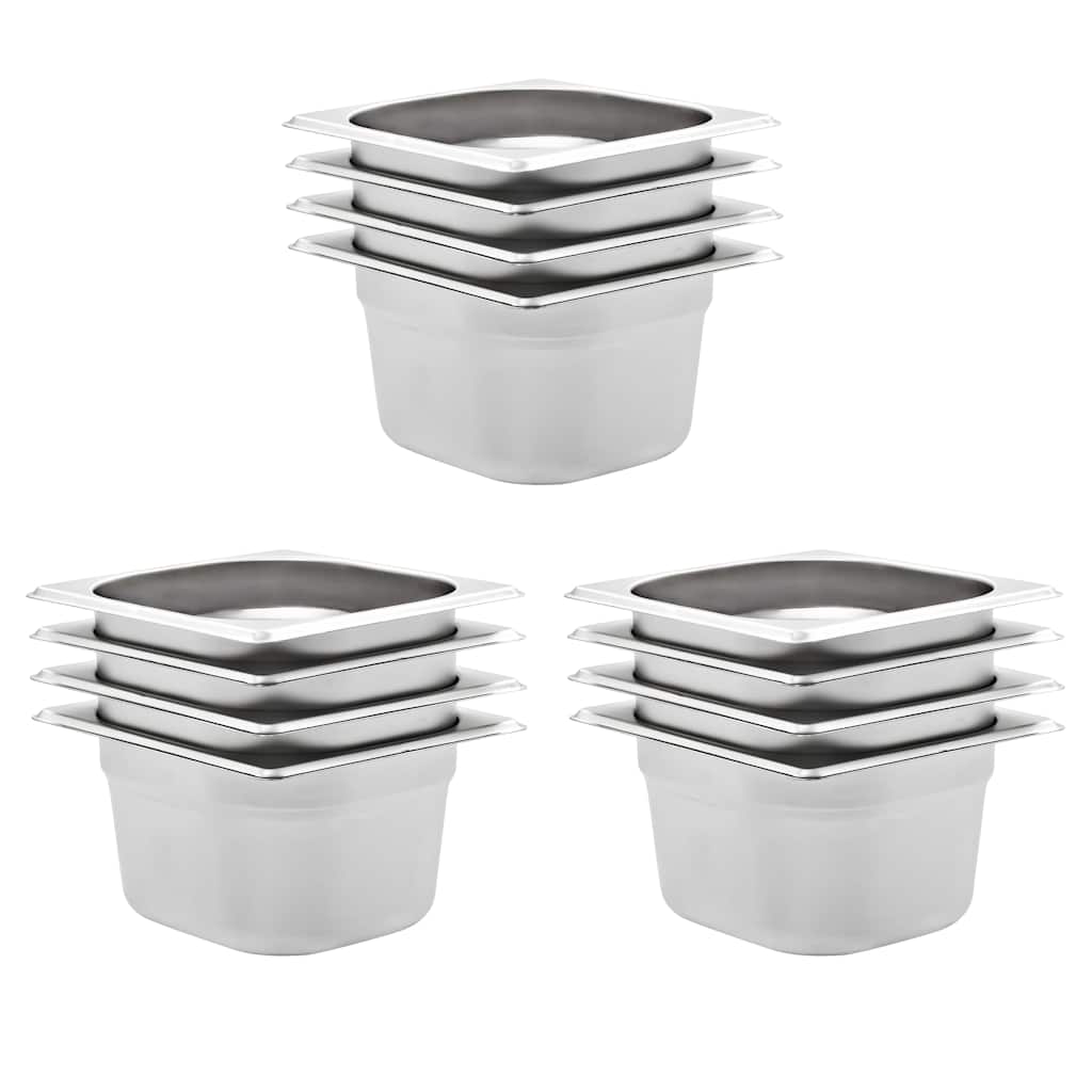 Gastronorm Containers 12 pcs GN 1/6 100 mm Stainless Steel