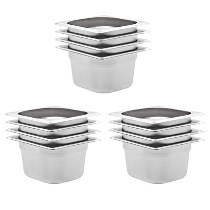 Gastronorm Containers 12 pcs GN 1/6 100 mm Stainless Steel